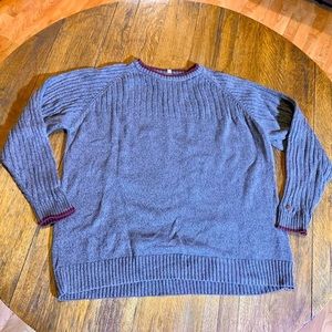 Columbia Sweater Mens Size XXL Grey Burgundy Crew Neck Pullover Long Sleeve